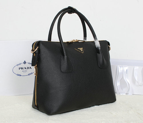 2014 Prada Grainy Calfskin Two-Handle Bag BN0890 black for sale